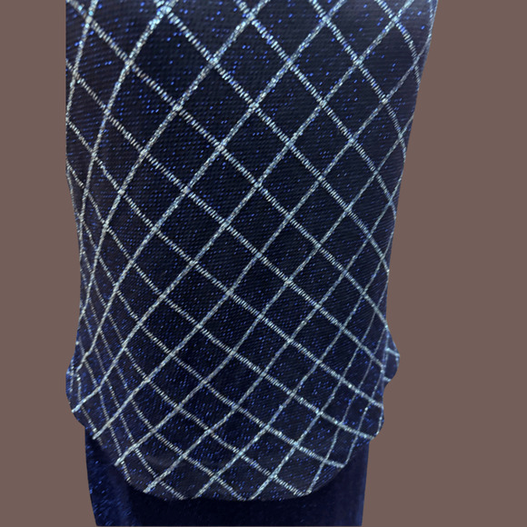 Alex Evenings Metallic Gown | Navy Blue Silver | Size 10P | Vintage - Picture 5 of 5